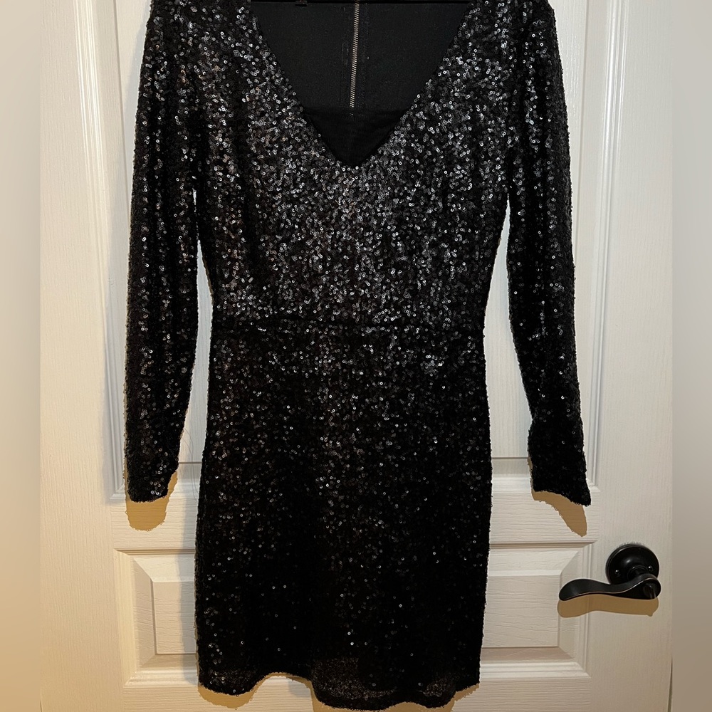 Mini black sequin dress
